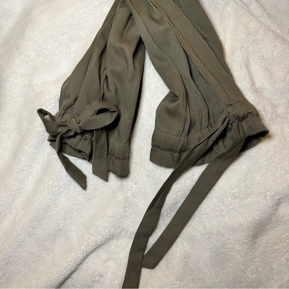 NWT Lulus  Sebastian Olive Green Tie Waist Pants - Picture 12 of 13